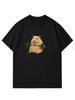 Womens Light Green Hamster Lifting Weights Graphic Harajuku Short Sleeve Casual Tshirt Clothing Street Aesthetic Clothes