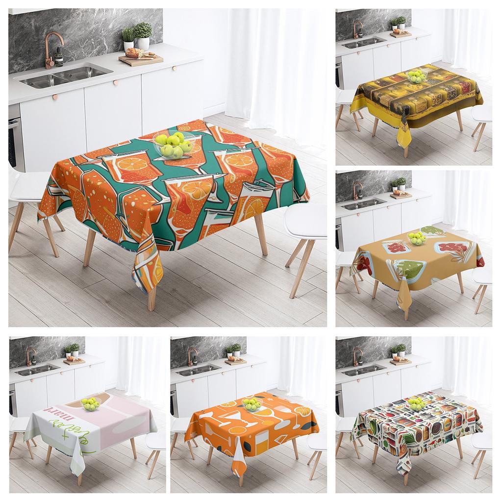 Abstract Art Food Illustration Tablecloth Oil-proof Tablecloth Waterproof Picnic Fabric Nordic Home Decoration