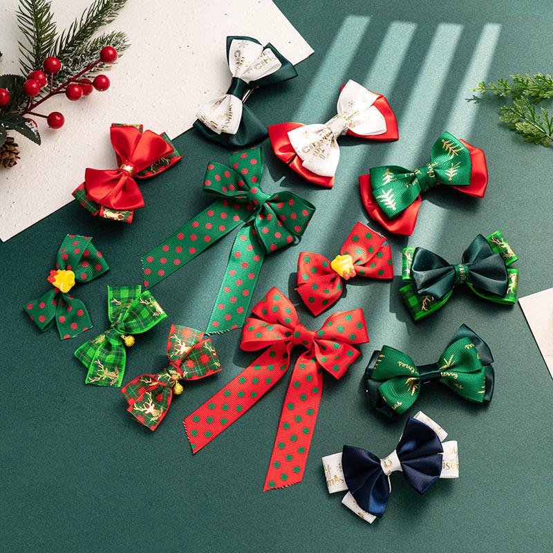 1PCS Christmas Children's Red Bow Hairpin Princess Versatile Back Head Hairpin Girl Top Clip New Year Girl Headwear