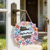Summer Flower Shell Seastar Welcome Sign for Front Door Wooden Wall Hanging Sign Coastal Beach Round Wreath for Outside Porch Decor