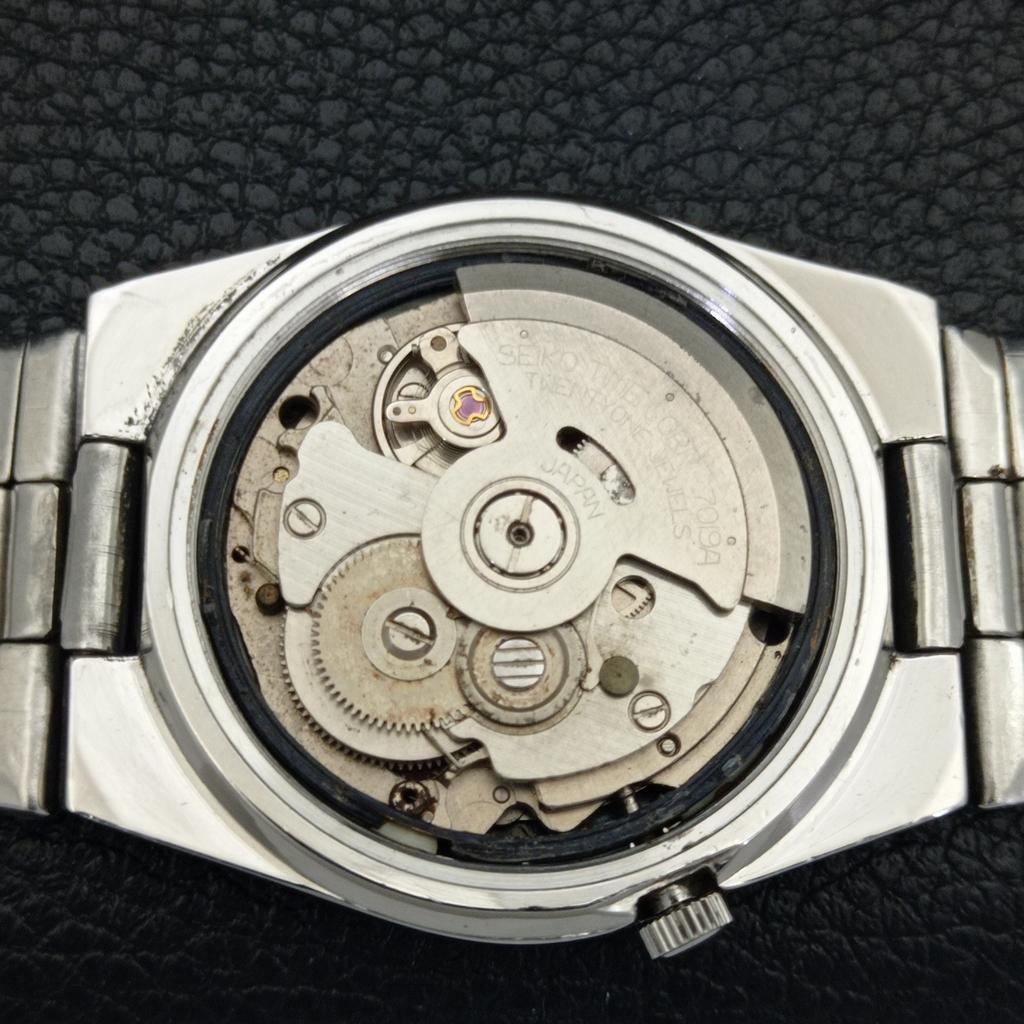 GENUINE VINTAGE SEIKO 5 AUTOMATIC JAPAN MENS 7019A BLACK DIAL WATCH a702396-5 R124-a702396