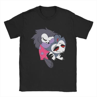 Herren Baby Octavia und Stolas Hazbins Hotels T-Shirt Baumwoll-Tops Kreatives Kurzarm-Rundhals-T-Shirt Übergrößen-T-Shirts