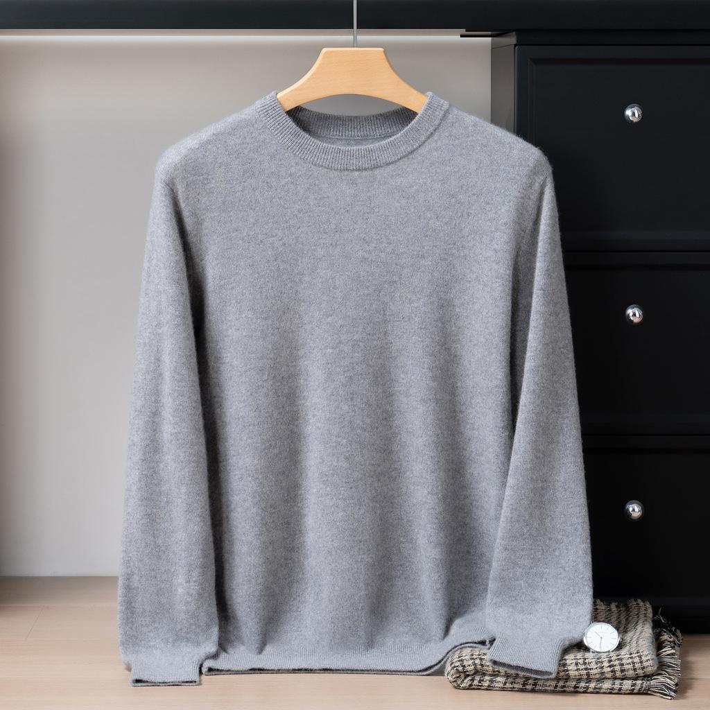 New round neck 100 pure cashmere sweater solid color loose thickened pullover knitted primed warm sweater
