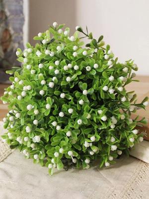 12Pcs Five Heads Milan Flower Artificial Green Plants Short Branches Plastic Outdoor Garden Decoration