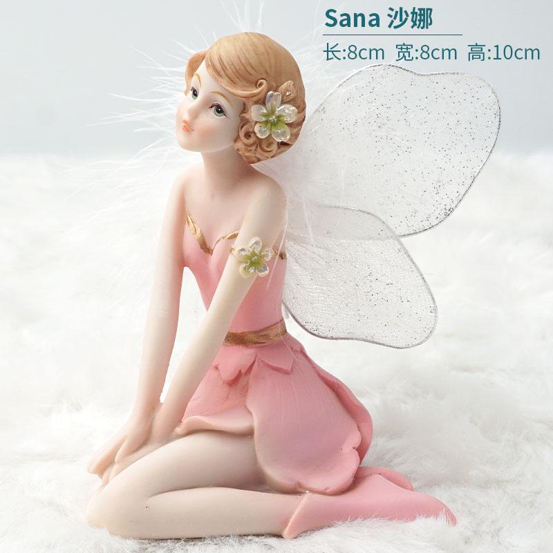 Pink Feather Angel Decoration Beauty Home Decoration Doll Gift Fairy Garden Miniatures Home Decoration Accessories Cute Figurine
