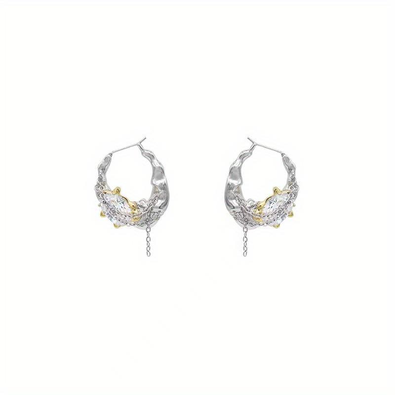 Anel Punk Irregular de Cristal Brilhante Brincos Moda Feminina Brincos Coreanos de Destaque Joias de Festa Presentes Y2K