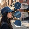 Washed Denim Rivet Flat Top Y2k Equestrian Hat Fashion Denim Octagonal Hat  Travel