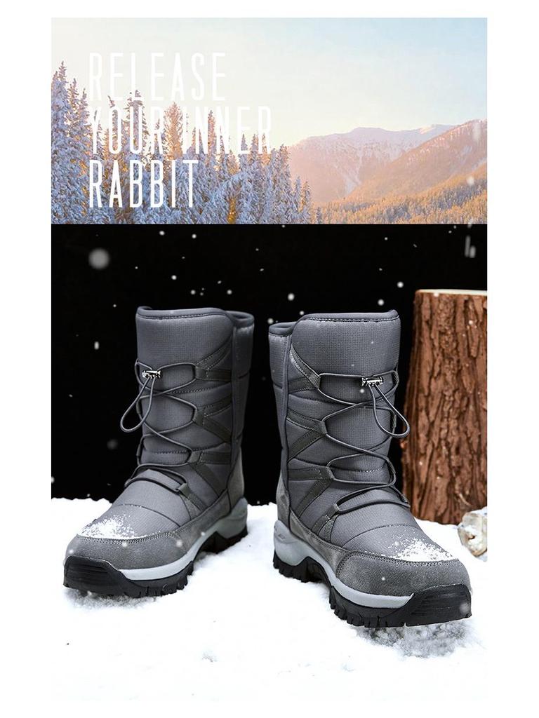 Northeast Men's Large Winter Snow Boots with Velvet Lining - Thick, Warm Cotton Shoes for Outdoor Hiking