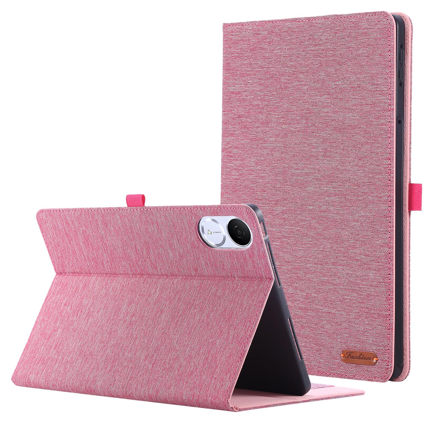 

For Honor Tablet GT/Pad V9 Leather Case Card Holder Cloth Texture Tablet Stand Cover Pink