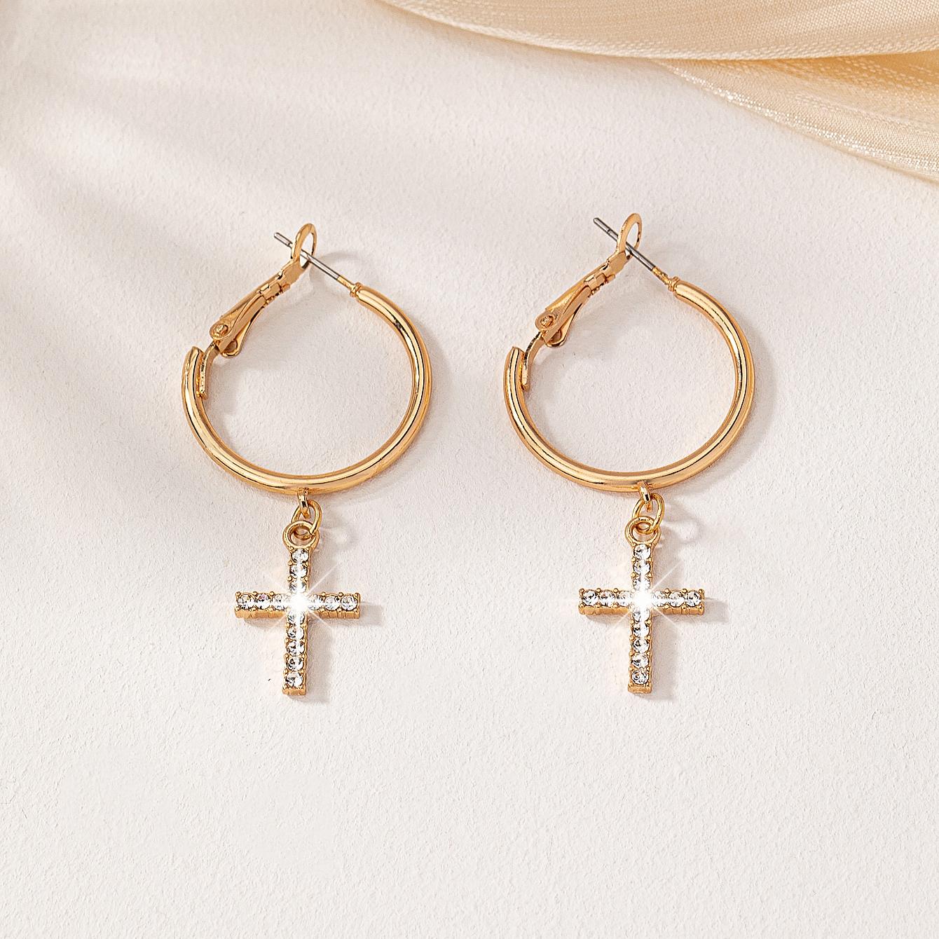 

Women s Earrings, Shiny Cross Pendant Earrings, Suitable for Daily Wear and Vacation Wear