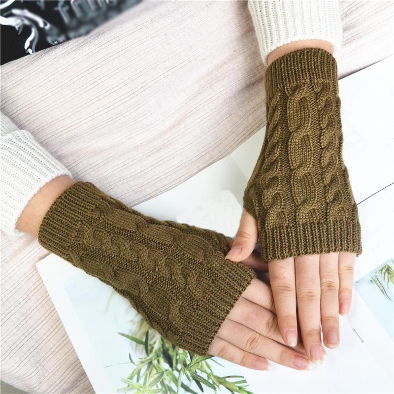 Plush Knitting Fingerless Gloves Women Winter Warm Arm Sleeve Soft Stacked Half Sleeves Arm Warmer Fine Mitten Casual Punk Glove