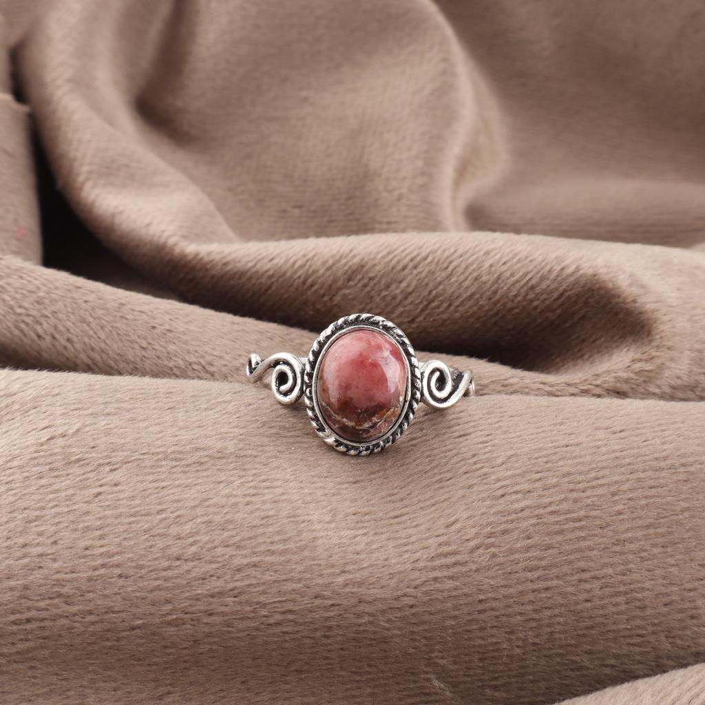 Black Rhodonite Gemstone Jewelry, 925 Sterling Silver Ring Handmade Dazzling Silver Ring For Wedding Gift