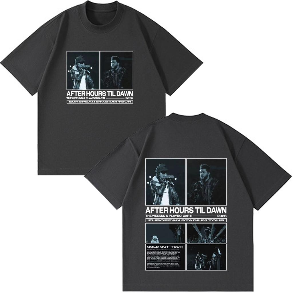 Rapper The Weeknd After Hours Til Dawn Mit Playboi Carti Tour 2026 Print T-Shirt Unisex Hip Hop Mode Vintage Baumwoll-T-Shirts