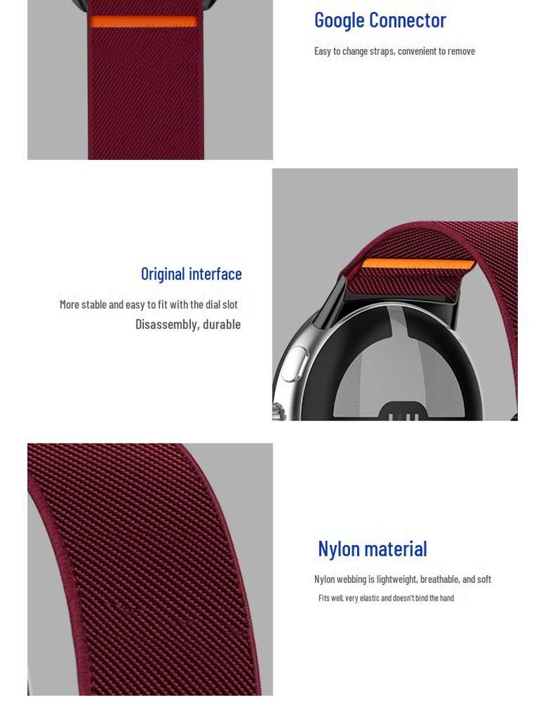 Google Elastic Nylon Buckle Strap for 41MM/45MM Watches