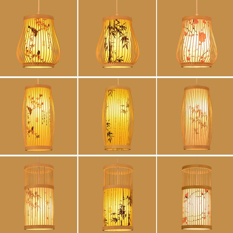 Chinese Style Bamboo Art Chandelier Creative Zen Teahouse Restaurant Hotel Hot Pot Shop Decor Hanging Bamboo Art Lamp Cover