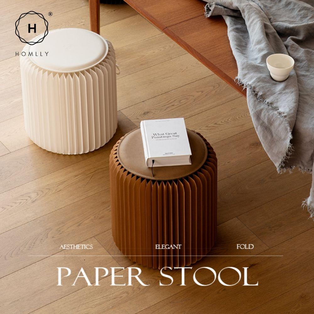 Homlly Eco Craft Paper Foldable Stool Chair with Cushion