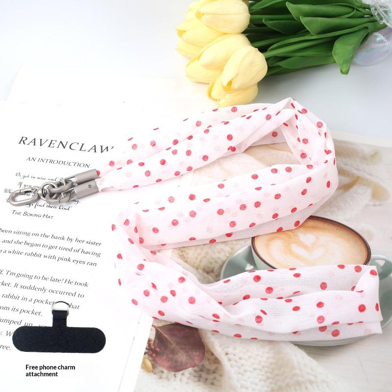 Ins Floral Phone Crossbody Strap Detachable Long Phone Case Lanyard Cute Fabric Shoulder Wrist Chain Mobile Phone Camera Pendant