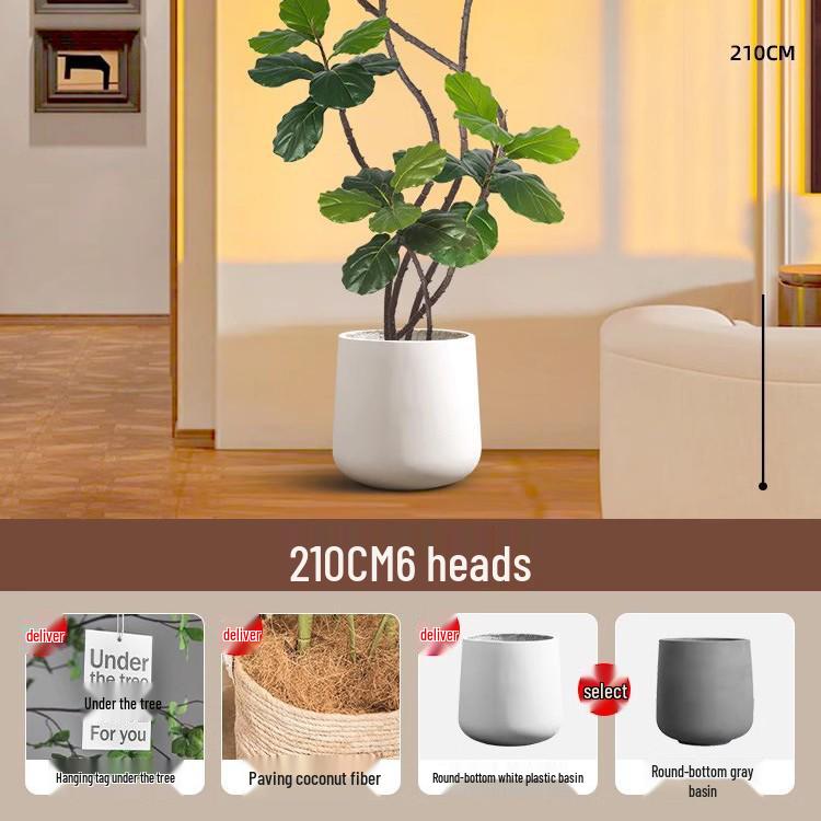 Large Potted Fiddle-Leaf Fig: Luxury Faux Green Plant for Living Room Decor