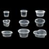 100pcs Disposable Sauce Cups Love Round Mini Small Transparent Plastic Packaged Spice Box Heart Shape Pudding Cup with Lid