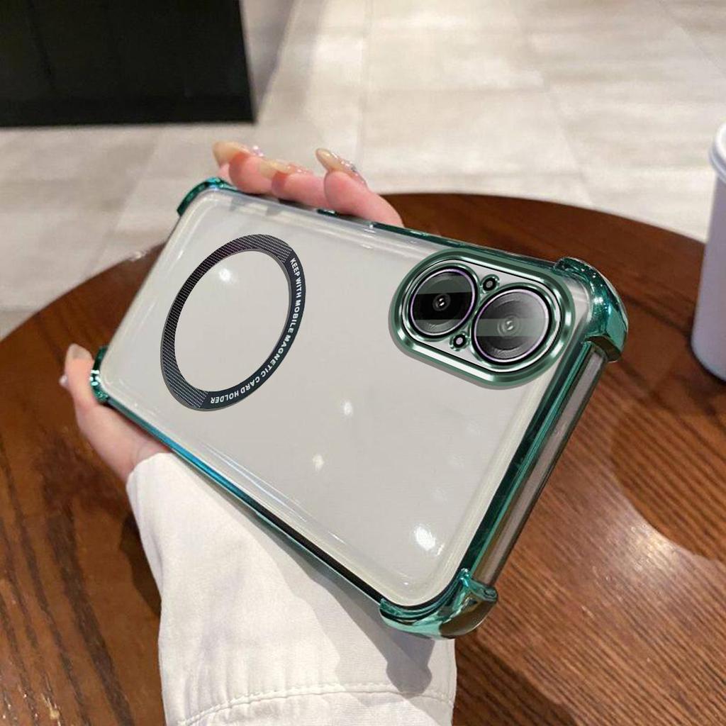 Case for Realme C67 Clear Magnetic Casing Electroplated Lens Frame Phone Cover