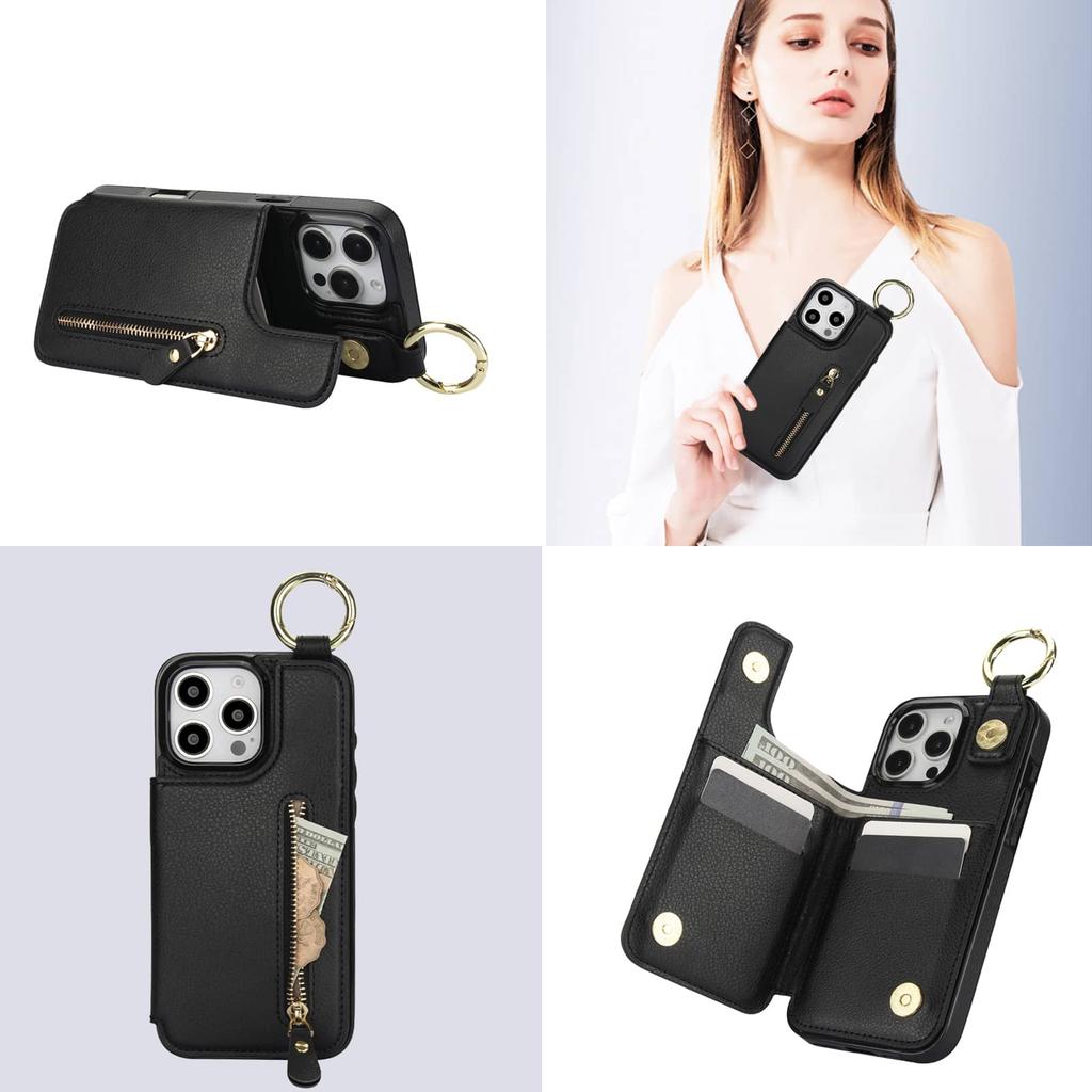 For iPhone 16 15 14 13 12 11 Pro Max 13 12 Mini X XS Max XR SE Wallet Case with Card Holder,Premium Leather Magnetic Clasp Cover