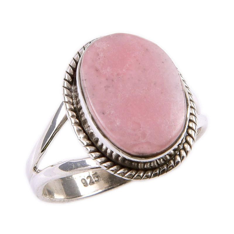 Natural Pink Opal Gemstone 925 Solid Sterling Silver Jewelry Ring Size 6 B2y51