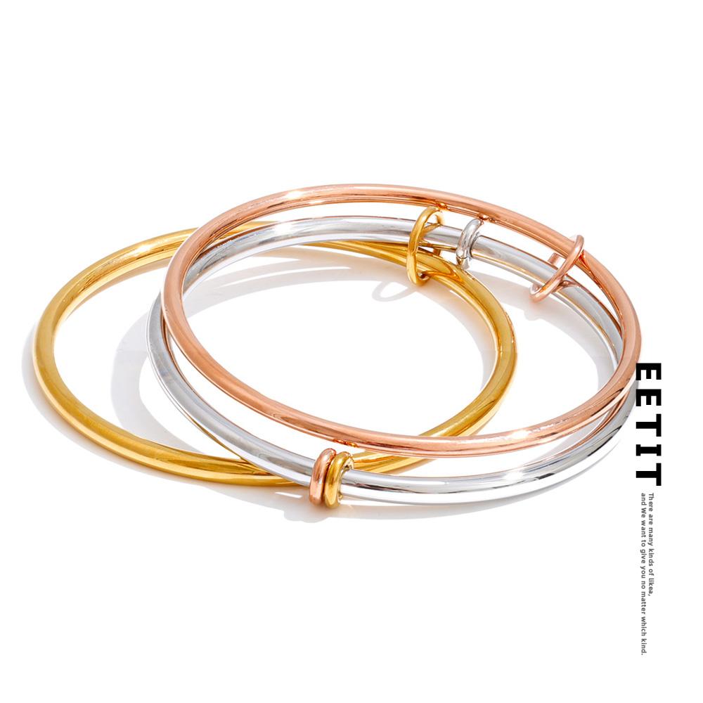 Eetit 62mm Expensive Gift Stainless Steel Three Layered Round Wrist Bracelets Bangle for Women Waterproof Classic Luxury Jewelry
