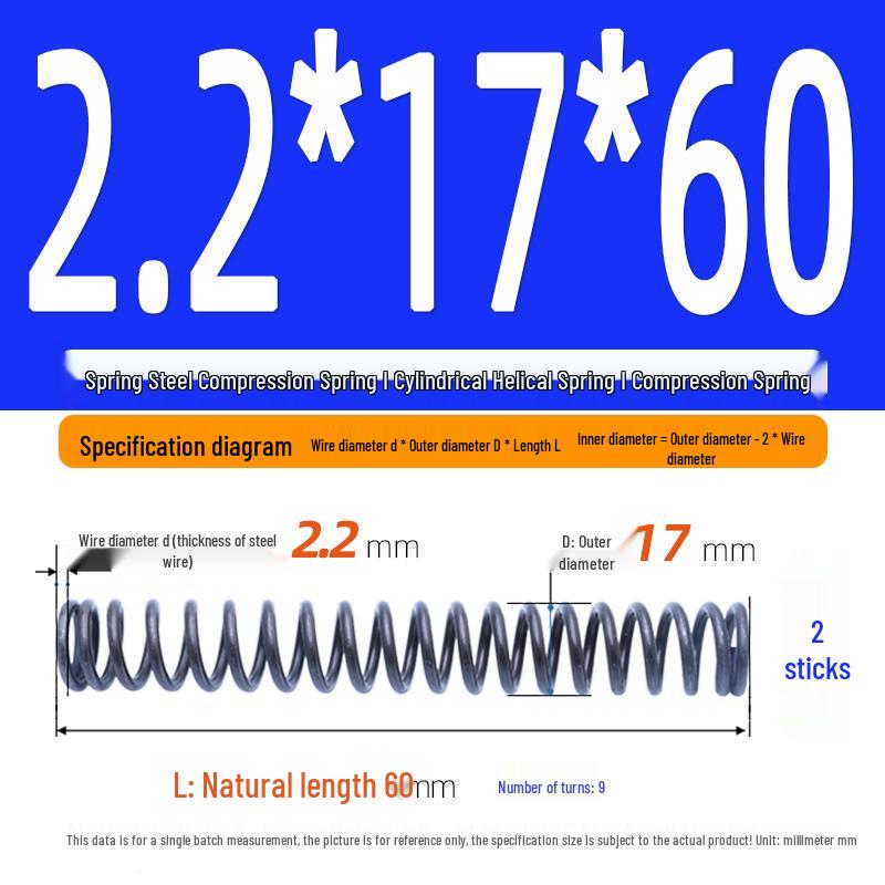 2.2mm Spring Steel Compression Spring - Cylindrical Helical Reset Mechanism