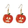 European & American Pumpkin Drop Earrings with Inlaid Diamonds - Festive Fashion for Christmas