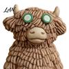 Niche Trendy Furnishings Highland Cow Figurine with Bathrobe, Resin Ornament, Cute Cartoon Animal Decor Statue for Home Desk Shelf & Cafe Window