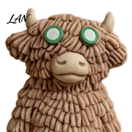 Niche Trendy Furnishings Highland Cow Figurine with Bathrobe, Resin Ornament, Cute Cartoon Animal Decor Statue for Home Desk Shelf & Cafe Window