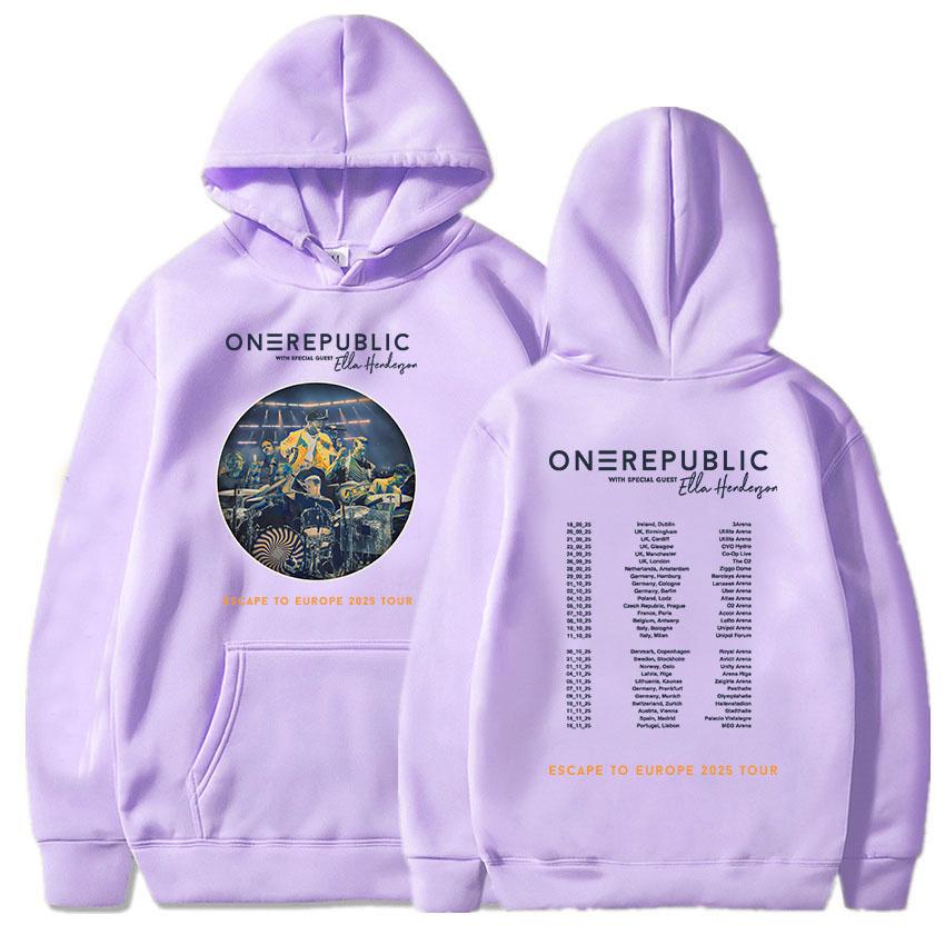 OneRepublic Escape To Europe 2025 Tour Hoodies Autumn Fleece Casual Male Sweatshirts Long Sleeve Band Printing Sudaderas Unisex
