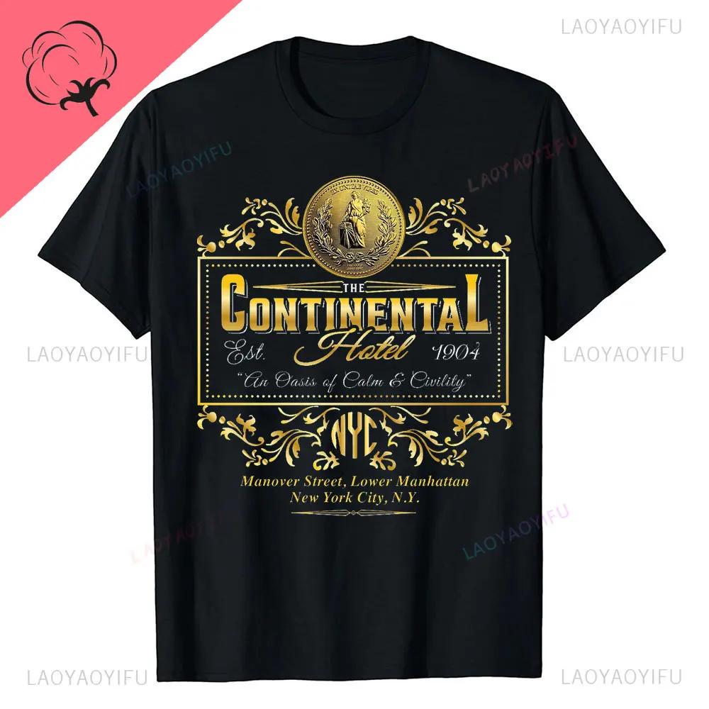 John Wick Movie Printed T Shirt Continental NYC Adult Short Sleeve Action Thriller Vintage Style Graphic Oneck Summer Tees
