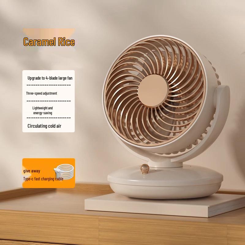 Rechargeable 2026 Mini Desk Fan with Head Shaking and Long Battery Life