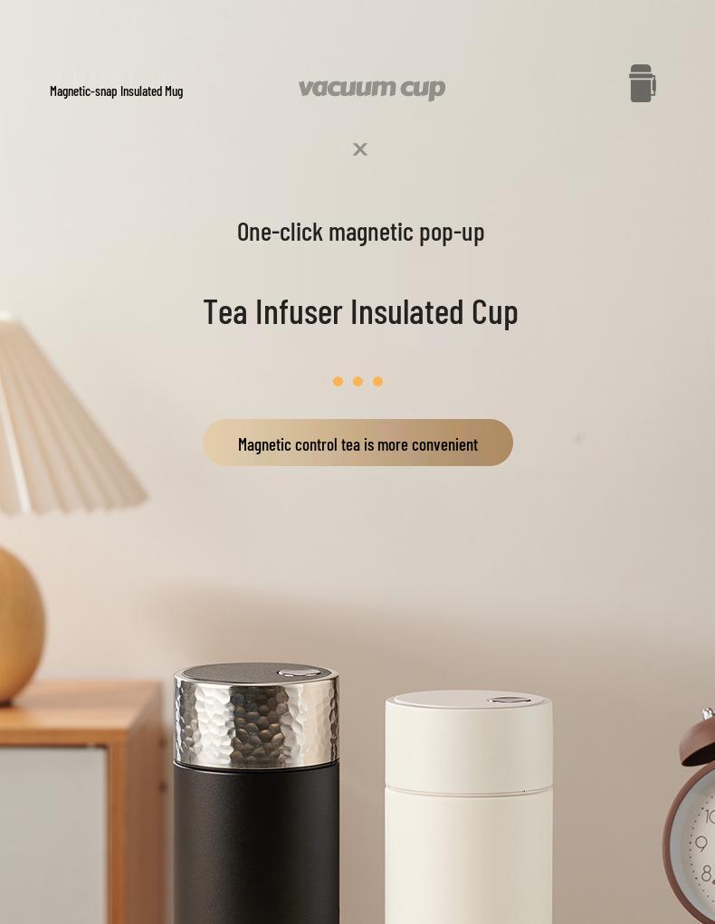 316 Stainless Steel Insulated Magnetic Bubble Tea Cup - High-Grade, Large Capacity Business Gift