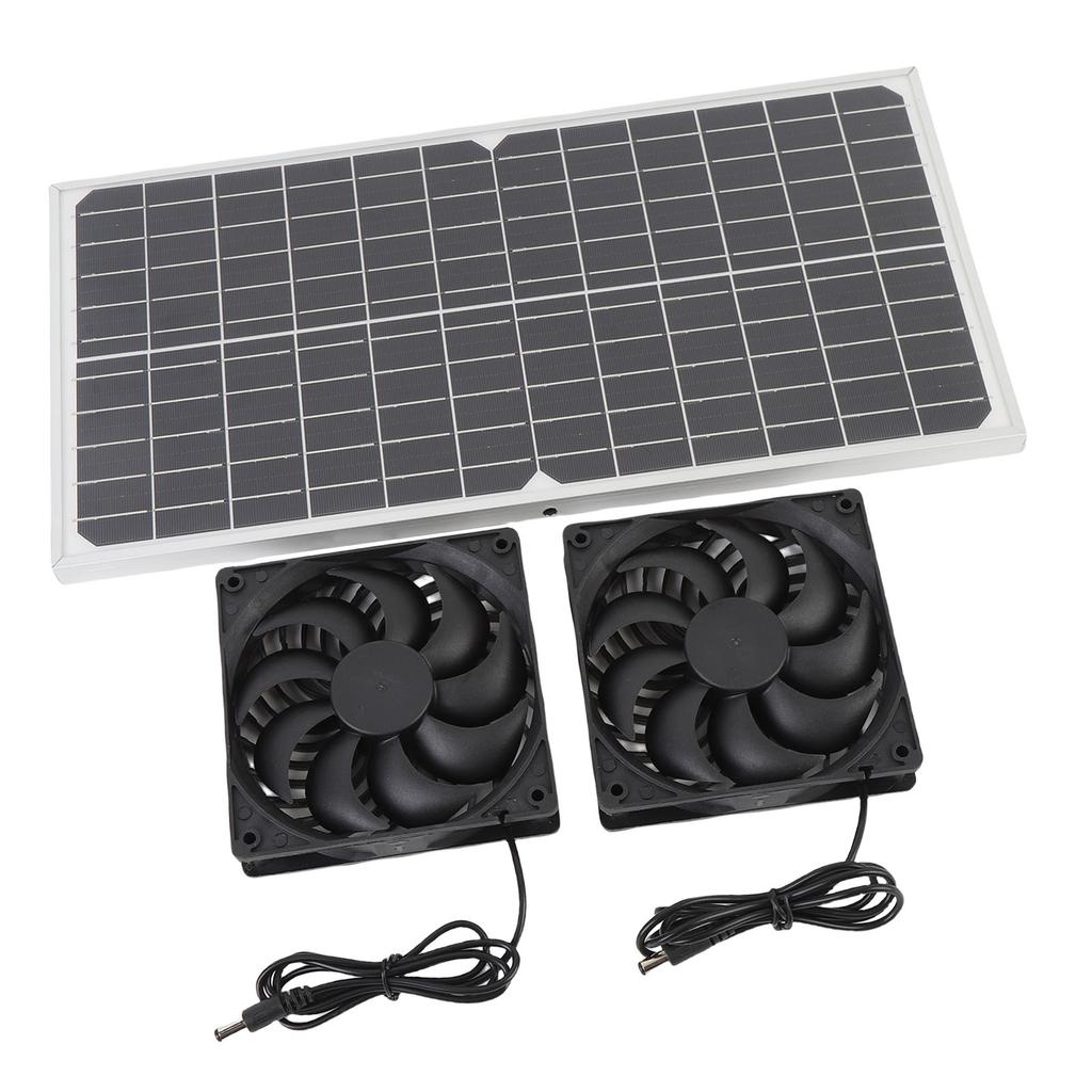 80W Double Solar Exhaust Fan with Monocrystalline Silicon Panel IPX7 Rain Proof High Speed Low Noise 6.7in Solar