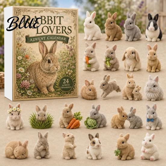 Acrylic Rabbit Advent Calendar 2026 Bunny Calendar, 24 Days Ornaments Christmas Countdown Birthday Party Favors 2D Flat Cute Animal Pendants for Xmas