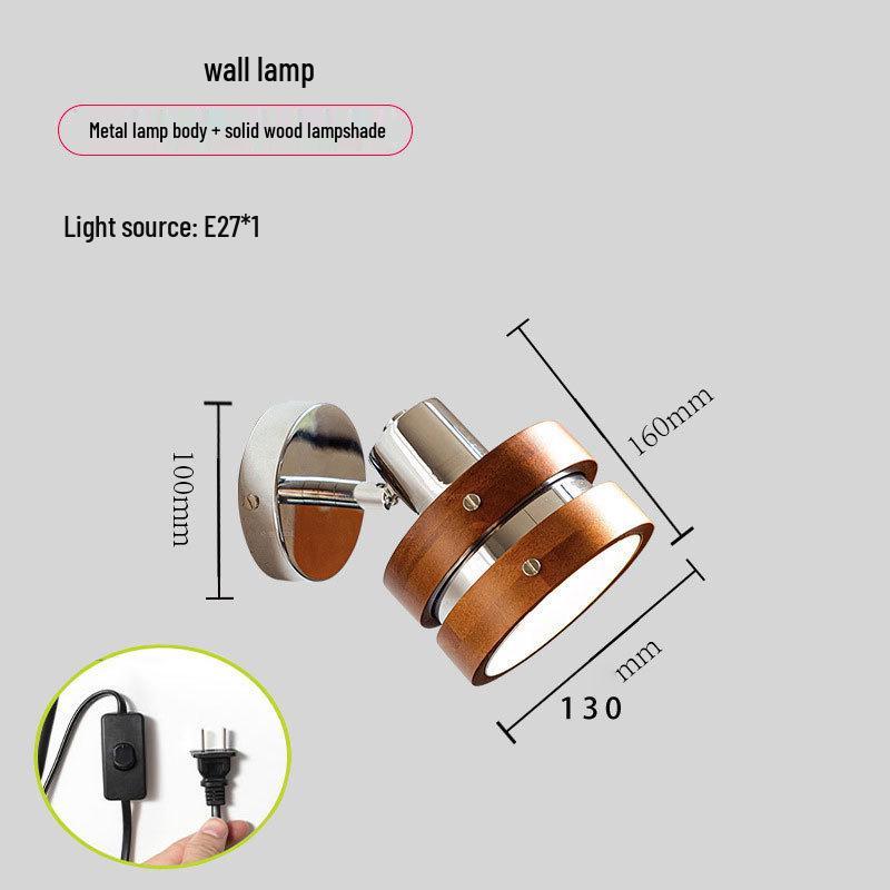 Midden-eeuwse Franse Walnoot Wandlamp: Wabi-Sabi Stijl Nachtlampje met Punk Esthetiek.