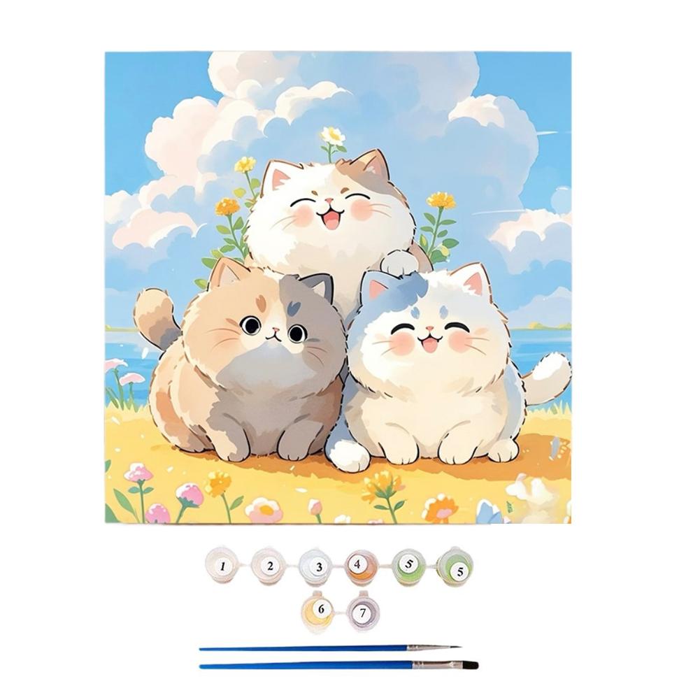 Simple Cat Paint by Numbers Kit,Paint by Number Kits on Canvas for Kids Beginners,Digital Oil Painting Kits for Home Wall Decor
