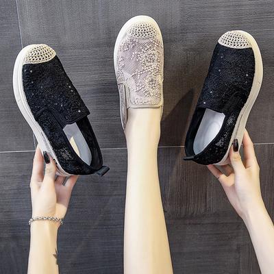 Fisherman Shoes Women's Summer Women's Shoes New Versatile Summer Thick Sole Heightening Mesh Breathable Canvas Lazy One Pedal