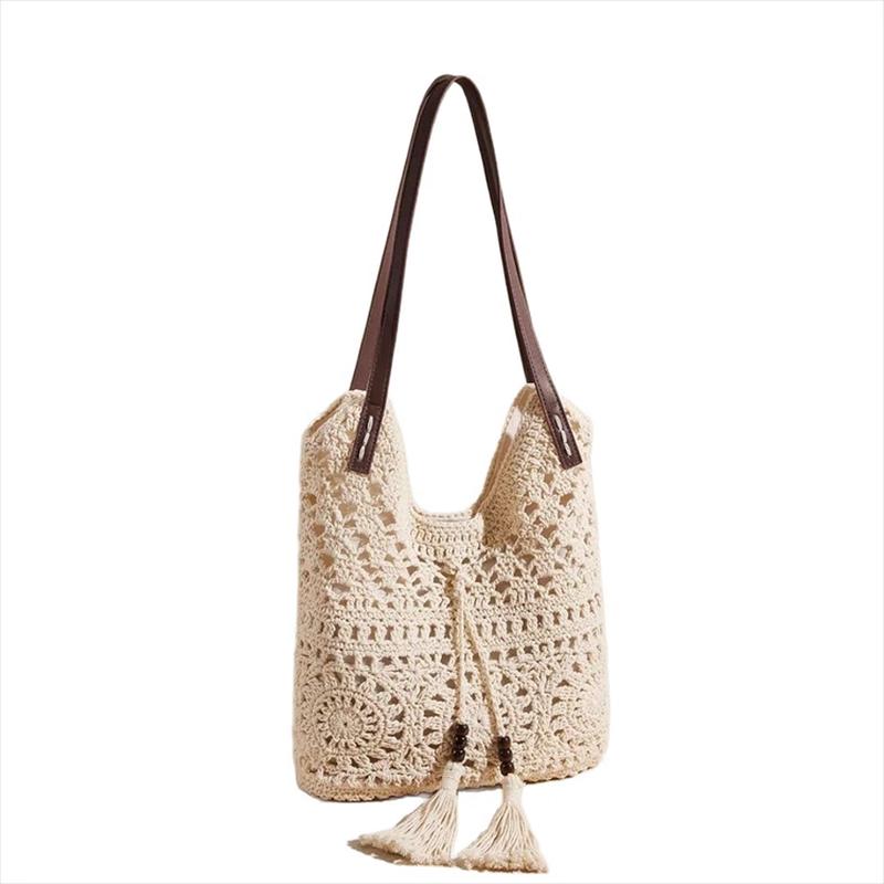 REWELL Sommer Quaste Baumwollstrick Schultertasche