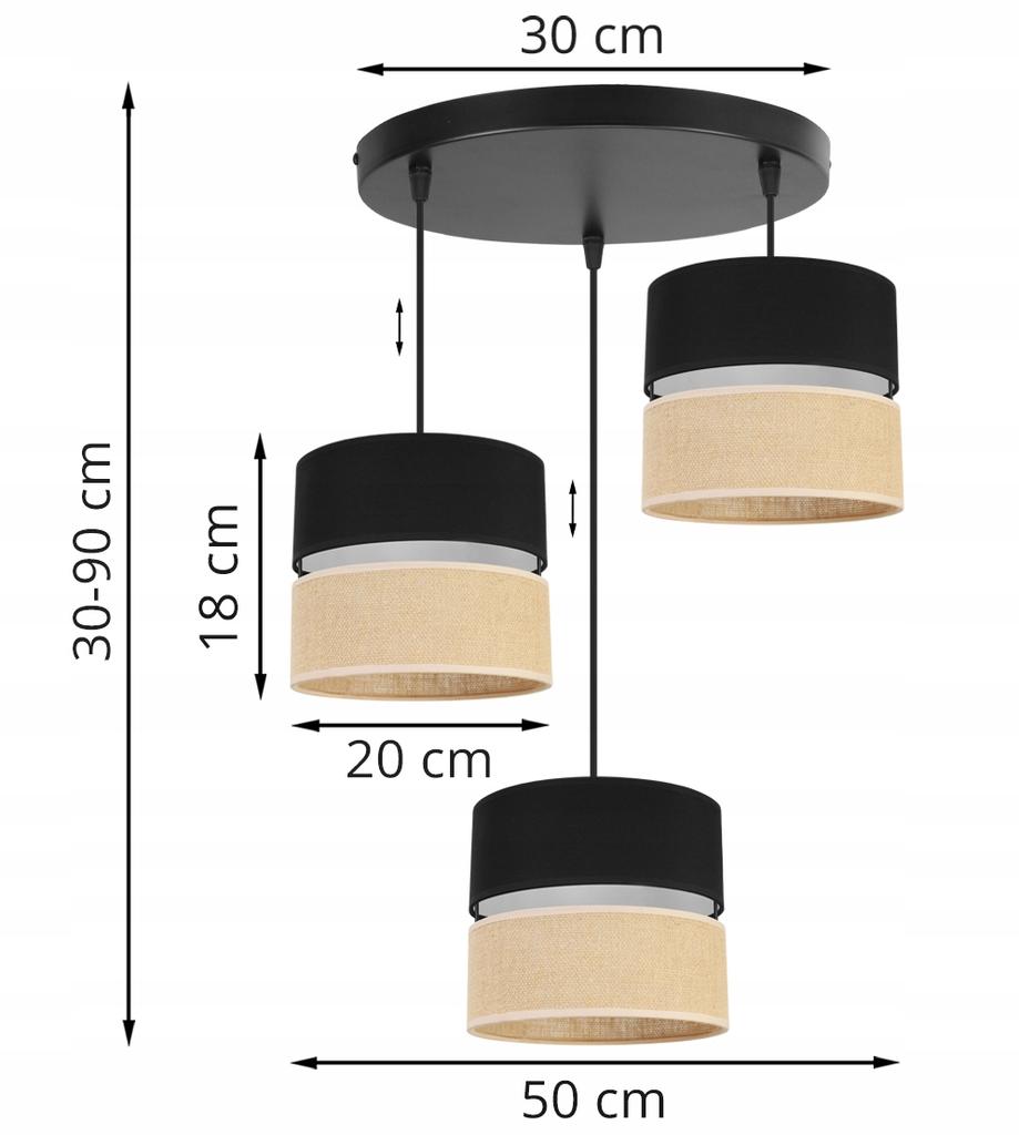 Hanging Lamp, Ceiling Chandelier, Lampshade 20Cm, Black