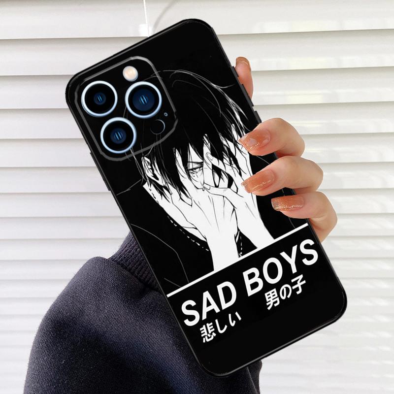 Sad Japanese Anime Aesthetic Phone Case For iPhone 17 16 15 14 11 12 13 Pro Max Mini 15 16 Plus 16e 17Air Cover Fundas