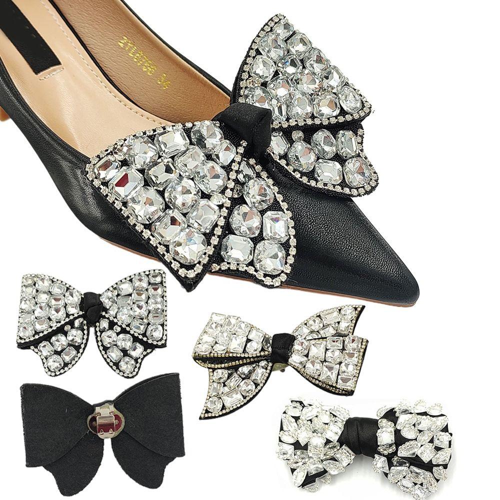 

1 шт., дизайн с бантом, блестящие зажимы, стразы, украшение для сумки, пряжка, зажим, декоративная пряжка на высоком каблуке