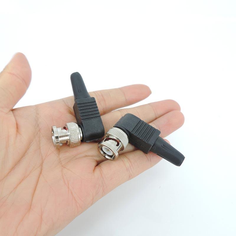 Bnc Male plug Connector right angle 90 degree adapter For Rg59 solderless Cable CCTV video balun no solder M20