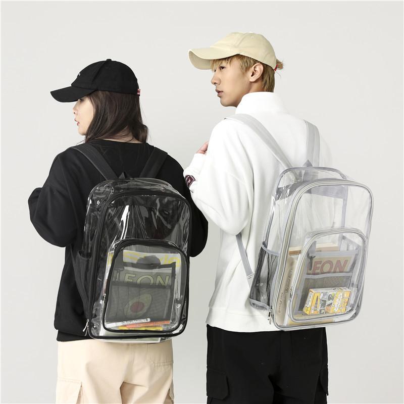 Streetwear Pvc Transparent Backpack With Large Capacity For Men Women Daily Use
