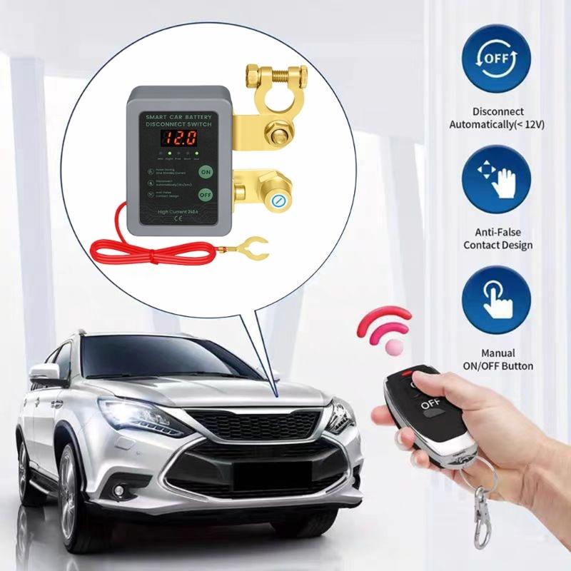 Remote Control Battery Disconnect Switches with LED Voltage Indicator and Auto Shutoff Protection for Cars Trucks and Boats