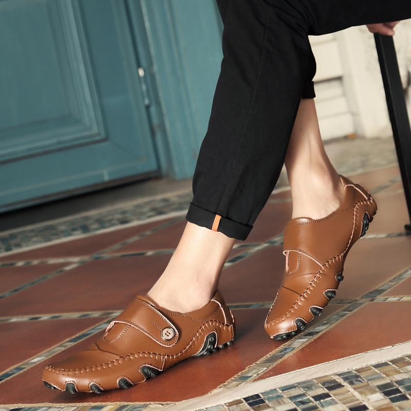 Britischen Stil Echtes Leder Männer Casual Schuhe Loafer Komfortables Fahren Schuhe Mokassins Männer Wohnungen Schuhe