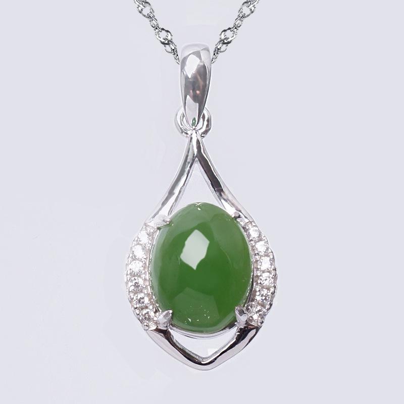Hetian Jade & 925 Sterling Silver Pendant Necklace - New Chinese Retro Style