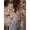 Women Casual Hollow Out Lace Long Sleeve Blouse